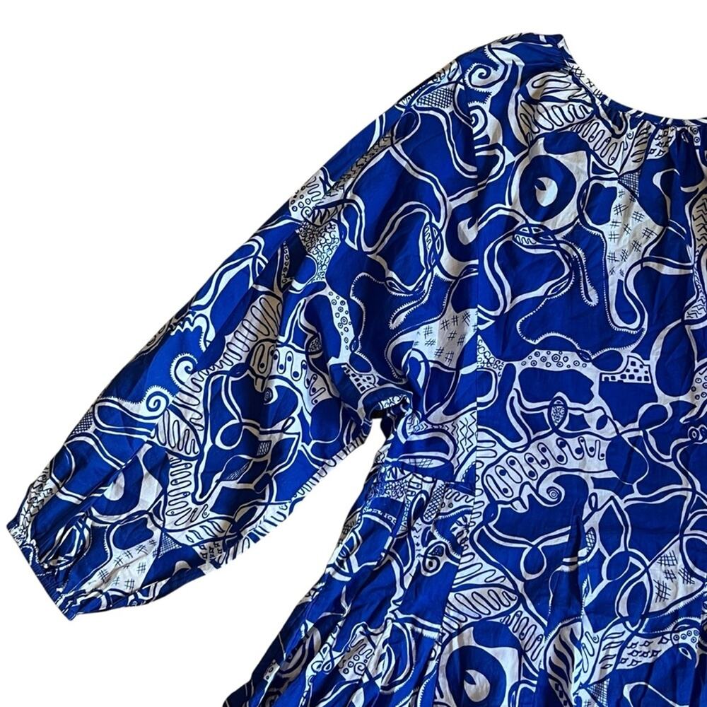 Rhode Women’s Sz M Blue Floral Print Mini Dress Emma Long Sleeve Mini - Picture 9 of 15